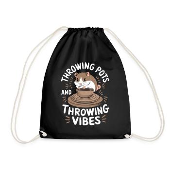 Pottery Funny Hamster Swinging Pots Vibes - Drawstring Bag - black - Front