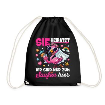 Junggesellenabschied Frauen Shirt JGA Polterabend - Turnbeutel - Schwarz - Vorne