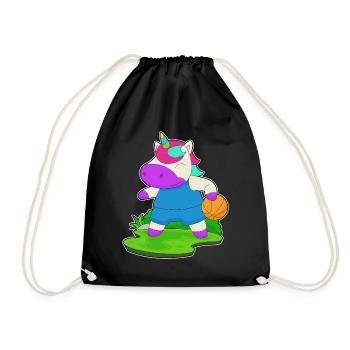 Unicorn Basketball Player Basketball - Drawstring Bag - black - Front