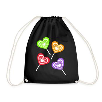 Lollie Lollies Kinder Kind Retro Vintage 80er 90er - Turnbeutel - Schwarz - Vorne