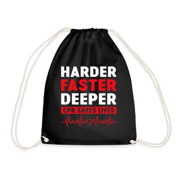 Harder Faster Deeper CPR Cardiopulmonary - Drawstring Bag - black - Front