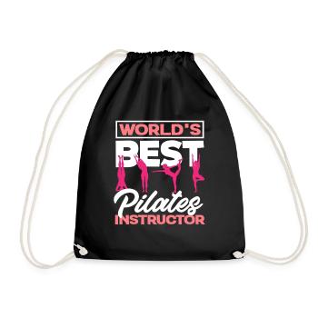 Pilates Best Instructor In The World - Drawstring Bag - black - Front