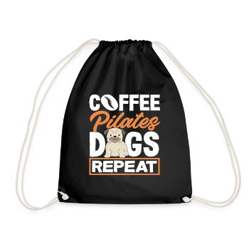 Pilates Coffee Dogs Repeat - Drawstring Bag - black - Front