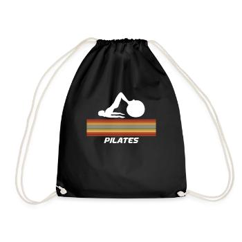 Pilates With Retro Stripe Design - Drawstring Bag - black - Front