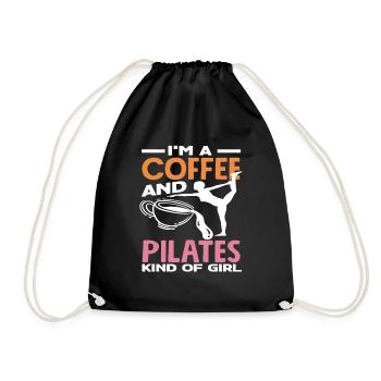 Pilates Und Kaffee Liebhaberin - Turnbeutel - Schwarz - Vorne