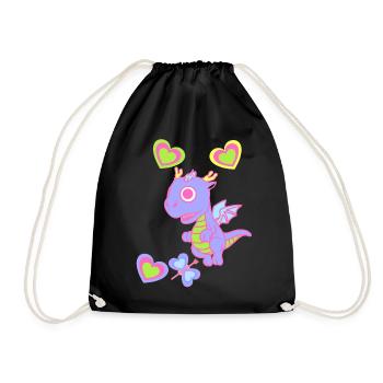 Baby Dragon Dragon Kids Child Retro 80s 90s - Drawstring Bag - black - Front