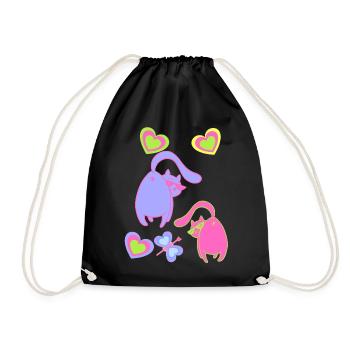 Valentin Chats Chat Coeur Coeurs Chers Partenaires - Sac de sport léger - noir - Devant