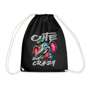 Style de bande dessinée éléphant mignon mais fou - Sac de sport léger - noir - Devant