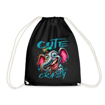Style de bande dessinée éléphant mignon mais fou - Sac de sport léger - noir - Devant