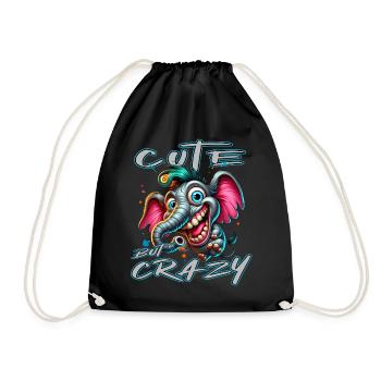 Style de bande dessinée éléphant mignon mais fou - Sac de sport léger - noir - Devant