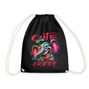Style de bande dessinée éléphant mignon mais fou - Sac de sport léger - noir - Devant