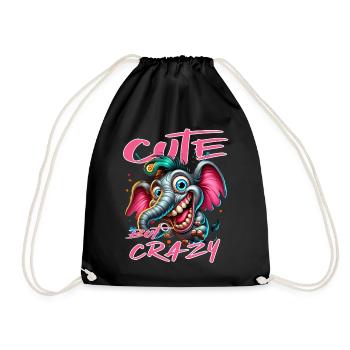 Style de bande dessinée éléphant mignon mais fou - Sac de sport léger - noir - Devant