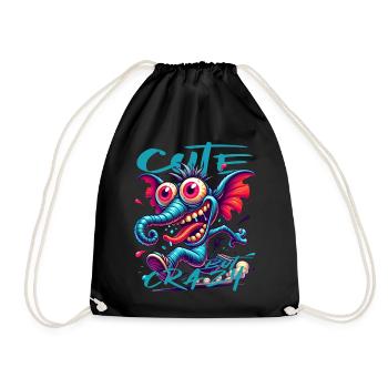 Style de bande dessinée éléphant mignon mais fou - Sac de sport léger - noir - Devant