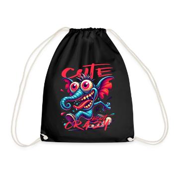 Style de bande dessinée éléphant mignon mais fou - Sac de sport léger - noir - Devant