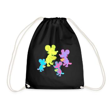 Retro Mice Mouse 80s 90s Vintage Kids Child - Drawstring Bag - black - Front