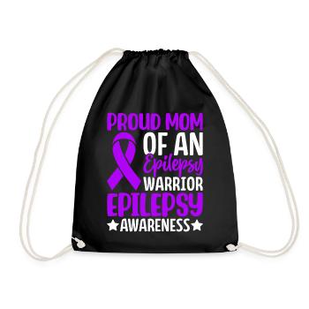 Proud Mom Of An Epilepsy Warrior Epilepsy Mom - Drawstring Bag - black - Front