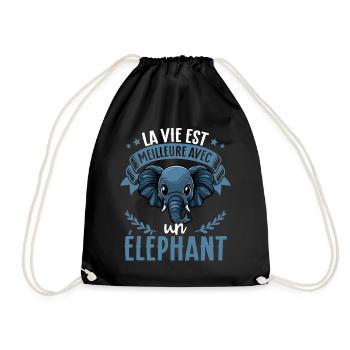 La vie est meilleure avec un Elephant - sweeter - Sac de sport léger - noir - Devant