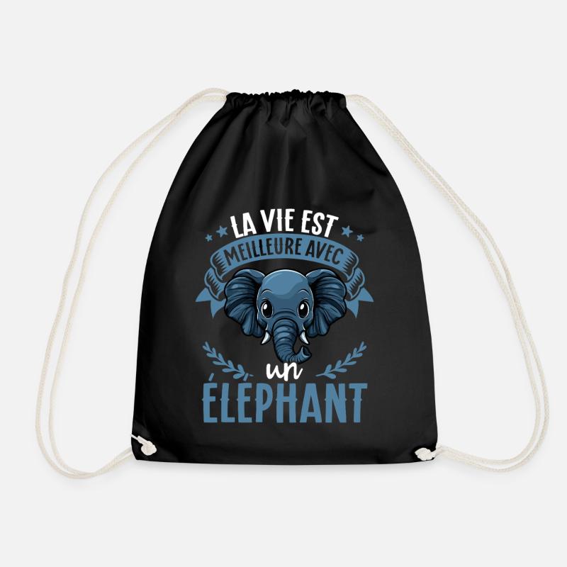 La vie est meilleure avec un Elephant - süßer - Turnbeutel - Schwarz