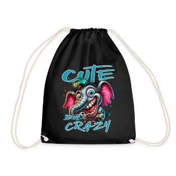 Style de bande dessinée éléphant mignon mais fou - Sac de sport léger - noir - Devant