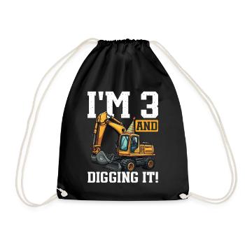 J’ai 3 ans et je creuse la fête d’anniversaire de l’excavatrice - Sac de sport léger - noir - Devant