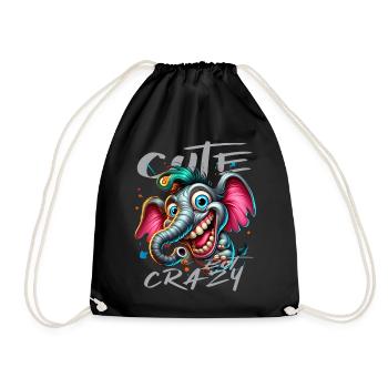 Style de bande dessinée éléphant mignon mais fou - Sac de sport léger - noir - Devant