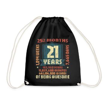 21 Jahre alt! Geburtstagsgeschenk 21. Geburtstag - Turnbeutel - Schwarz - Vorne
