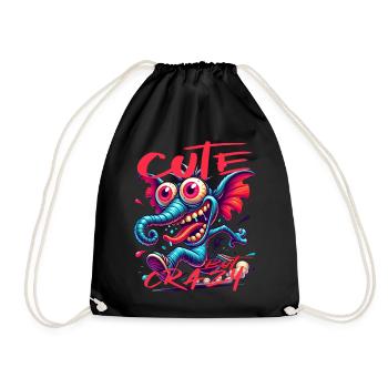 Style de bande dessinée éléphant mignon mais fou - Sac de sport léger - noir - Devant