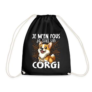 Je m’en fous je suis un Corgi - sweet corgi - Sac de sport léger - noir - Devant