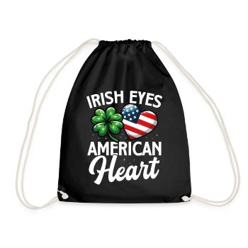 Irish Eyes American Heart St. Patrick's Day Usa - Drawstring Bag - black - Front