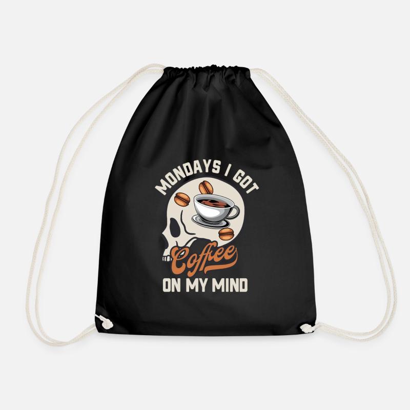 Montags Kaffee Im Kopf Koffein Arbeit Humor - Turnbeutel - Schwarz