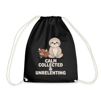 Taurus Zodiac Sign Sloth: Calm, Collected & - Drawstring Bag - black - Front
