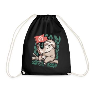 Eco-friendly sloth with environmental flag - Drawstring Bag - black - Front