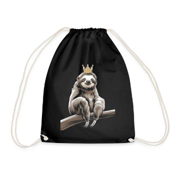 King Sloth Coziness Crown - Drawstring Bag - black - Front