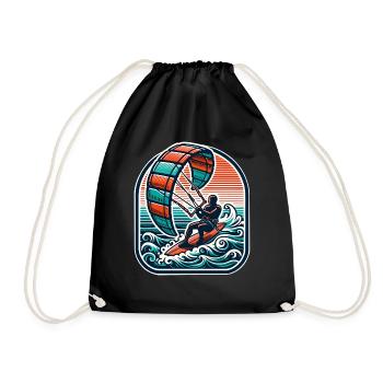 Kitesurfen Kitesurfer Kiteboard - Turnbeutel - Schwarz - Vorne