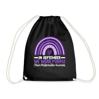 Chiari Malformation Purple Ribbon Cerebellum ACM - Drawstring Bag - black - Front