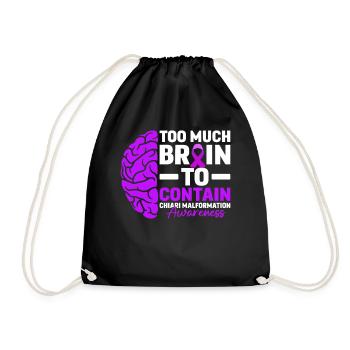 Too Much Brain to Contain Funny ACM Chiari - Drawstring Bag - black - Front