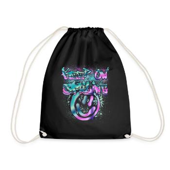 Glow in the Dark Smileys and Text - Drawstring Bag - black - Front