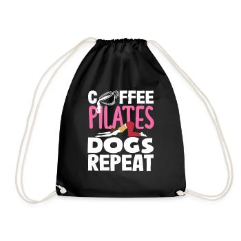 Pilates Coffee Dogs Repeat - Drawstring Bag - black - Front