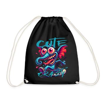 Style de bande dessinée éléphant mignon mais fou - Sac de sport léger - noir - Devant