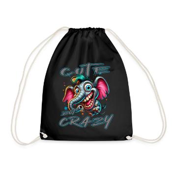 Style de bande dessinée éléphant mignon mais fou - Sac de sport léger - noir - Devant