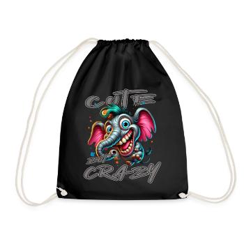 Style de bande dessinée éléphant mignon mais fou - Sac de sport léger - noir - Devant