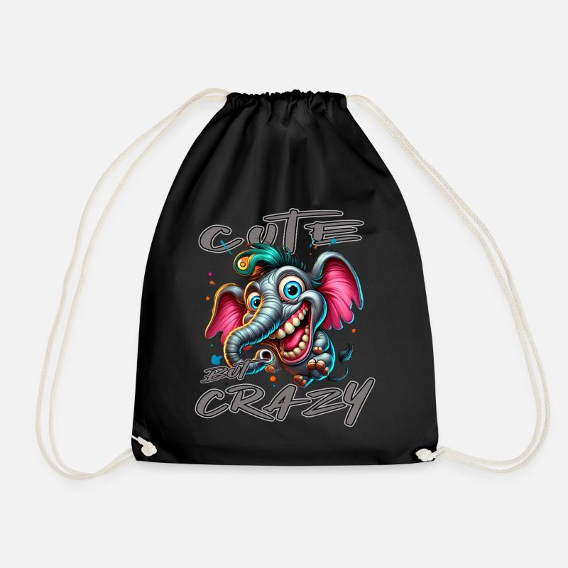 Cute but Crazy Elefant Comic Stil - Turnbeutel - Schwarz