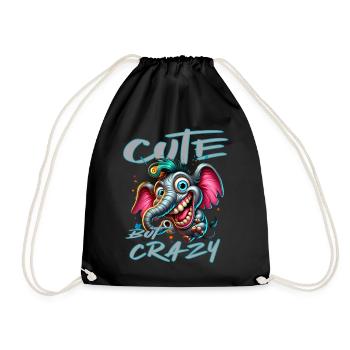 Style de bande dessinée éléphant mignon mais fou - Sac de sport léger - noir - Devant