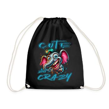 Style de bande dessinée éléphant mignon mais fou - Sac de sport léger - noir - Devant