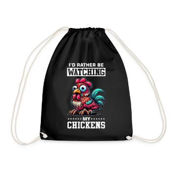 Chicken Chickens - Drawstring Bag - black - Front