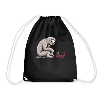 Scorpio Zodiac Sloth Illustration - Drawstring Bag - black - Front