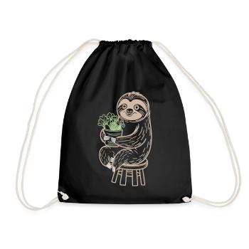 Cozy Sloth Vegan Vegetarian Delight - Drawstring Bag - black - Front