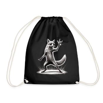 Rock Fox – Cool and Wild - Drawstring Bag - black - Front