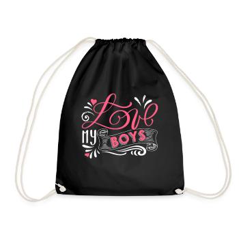 Mother's Day I Love My Boys - Drawstring Bag - black - Front