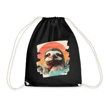 Sloth - Drawstring Bag - black - Front